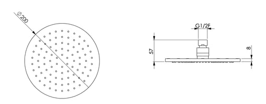 Soffione doccia tondo da 20 cm ispezionabile