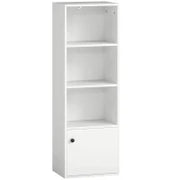 Libreria a 4 Livelli con Ripiani Aperti e Anta 40x30x120 cm Bianco
