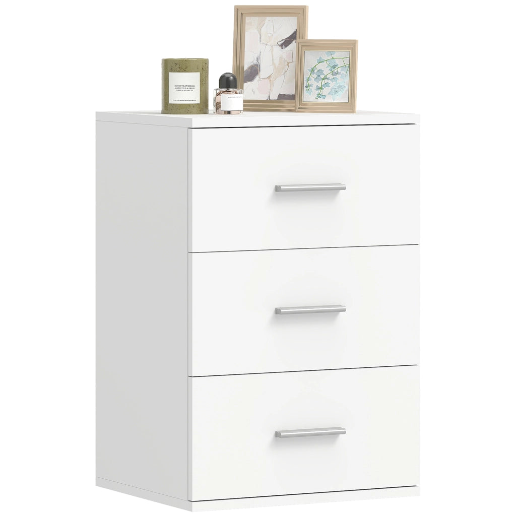 Comodino con 3 Cassetti Moderno ¨C Zephmum ¨C Bianco 40x35x60 cm