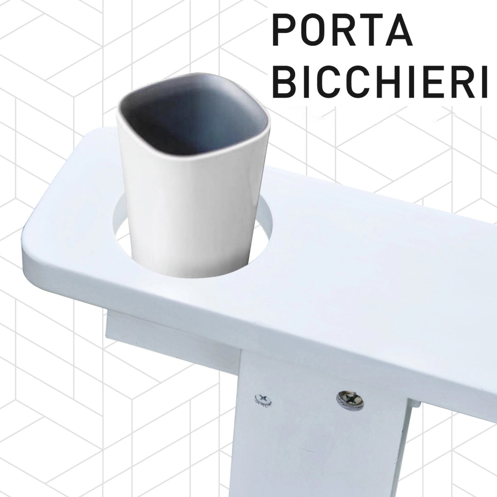 EasyComfort Sedia da Giardino Adirondack in Legno Bianco, Con Porta Bicchieri, Impermeabile e Anti-Muffa, 97x72.5x93cm