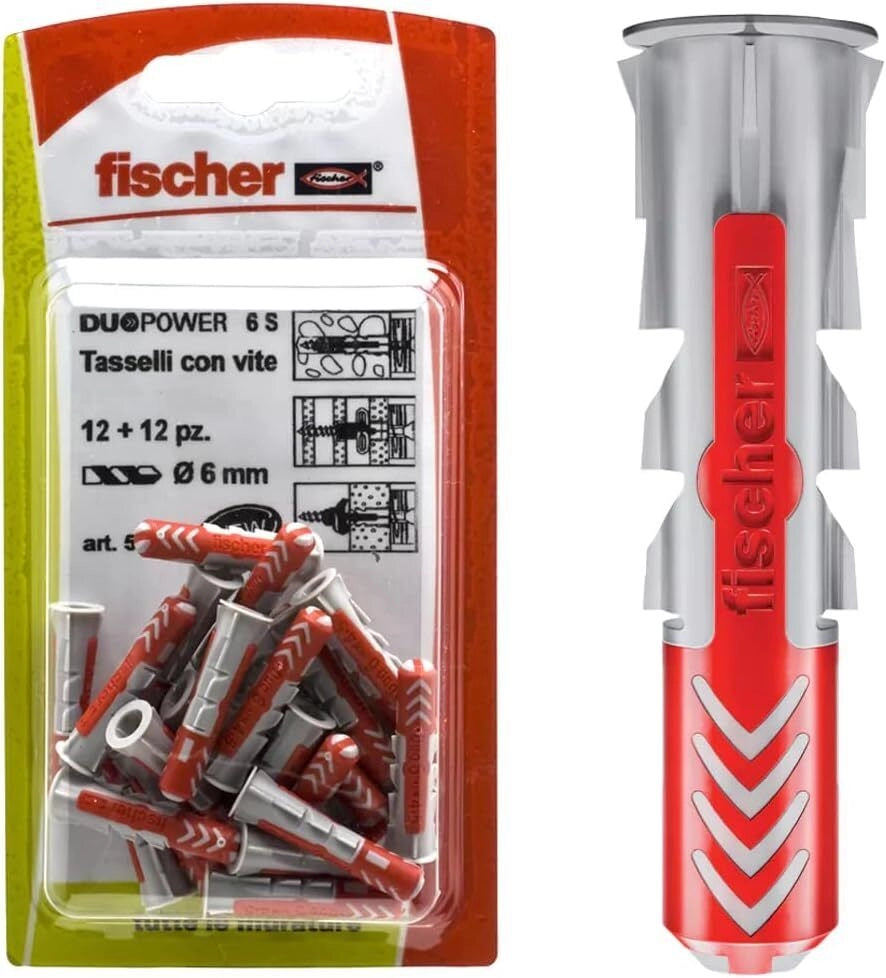 Fischer 537617 DuoPower Tassello Universale Bimateriale 6x30 mm 25 pz colore Grigio