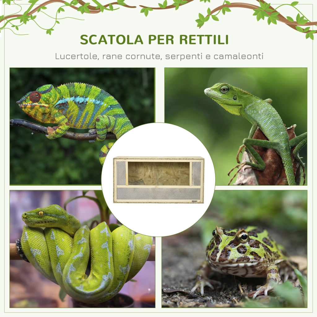 Terrario per Rettili ¨C zephmum ¨C Legno, Vetro, Rete, 40x80x40 cm