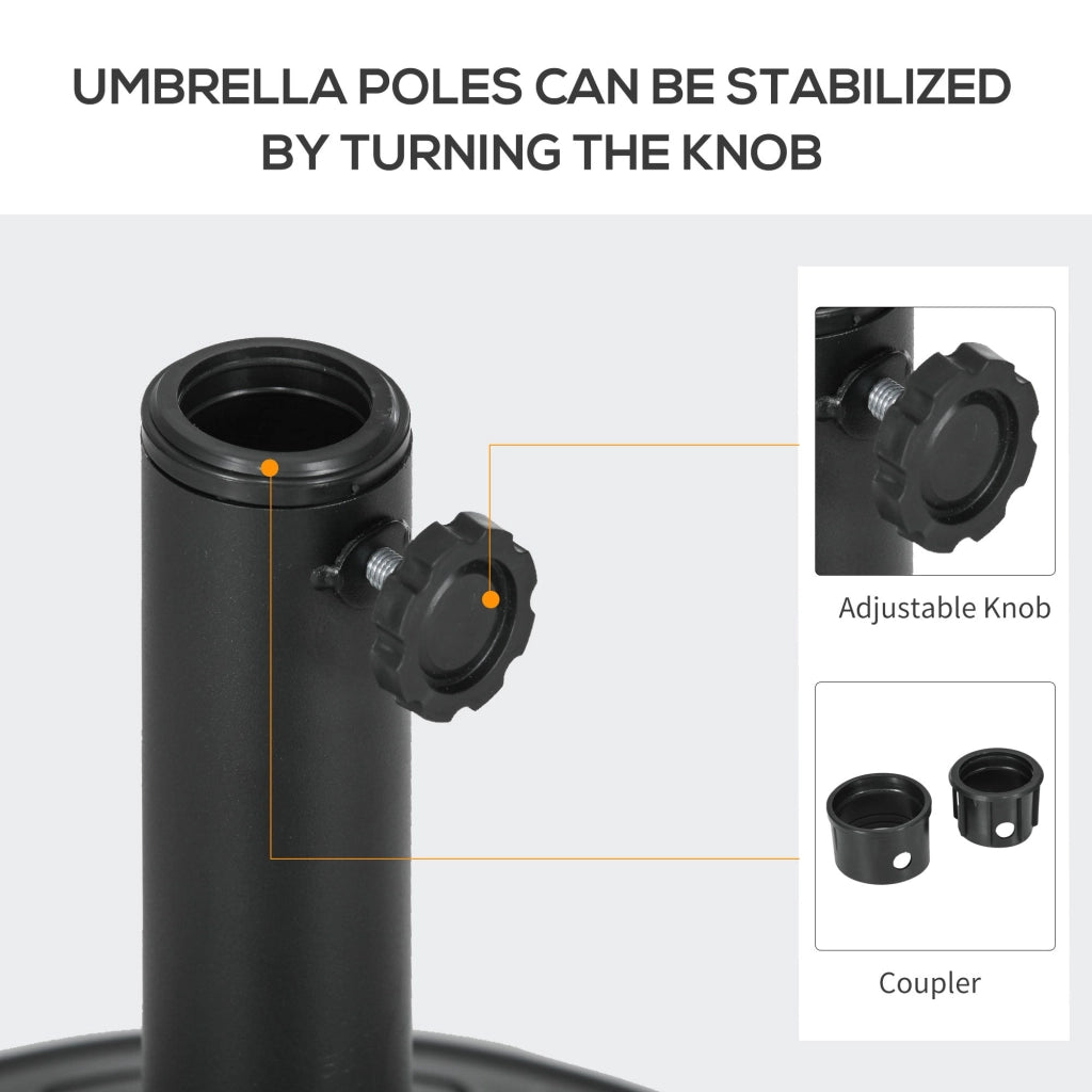 Base per Ombrellone Rotonda Ø43cm da 13kg  per Pali da 38mm e 48mm  in Cemento Nero