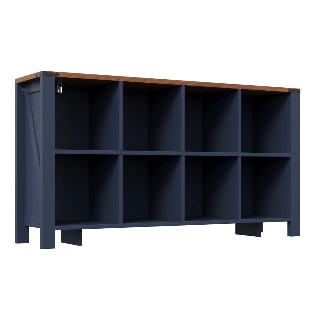 Scaffale contenitore con 8 scomparti 140x34x75 cm in MDF blu