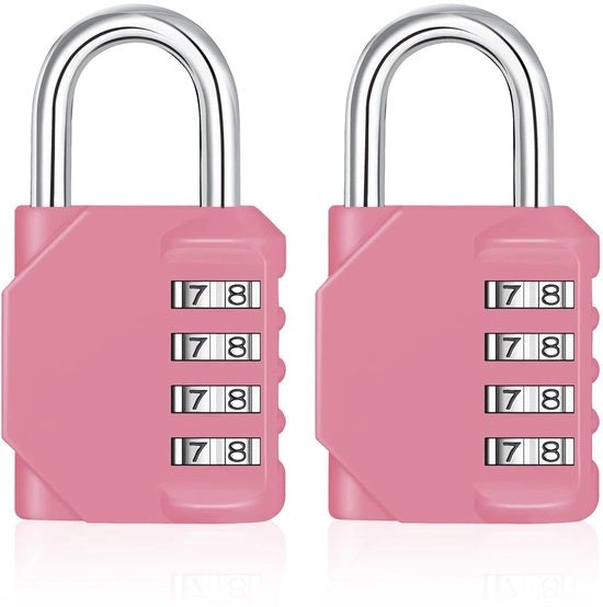Slot a sicurezza per esterni, combinazione, 4 numeri, impermeabile, per porte e cancelli (2 pezzi, colore rosa)