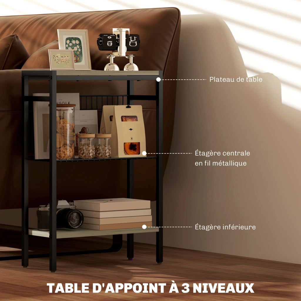 Tavolino a 3 livelli con ripiani ¨C zephmum ¨C grigio 43x18x62,5cm
