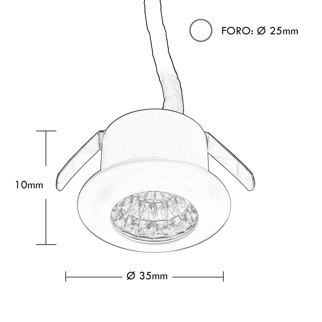 Mini faretto LED RGB RGBW SPOT incasso 25mm 2W 24V sincronizzabile DMX512 punto luce cromoterapia 5 fili RGB+4000K