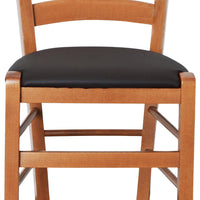 Sedia legno venezia color ciliegio con seduta similpelle imbottita marrone