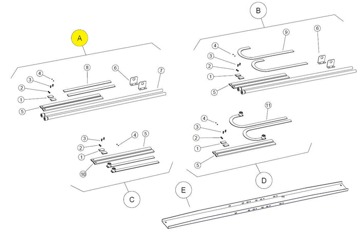 112529/2 KIT ACCESSORI 2 BRACCI DRITTI BASIC BAZER RICAMBIO
