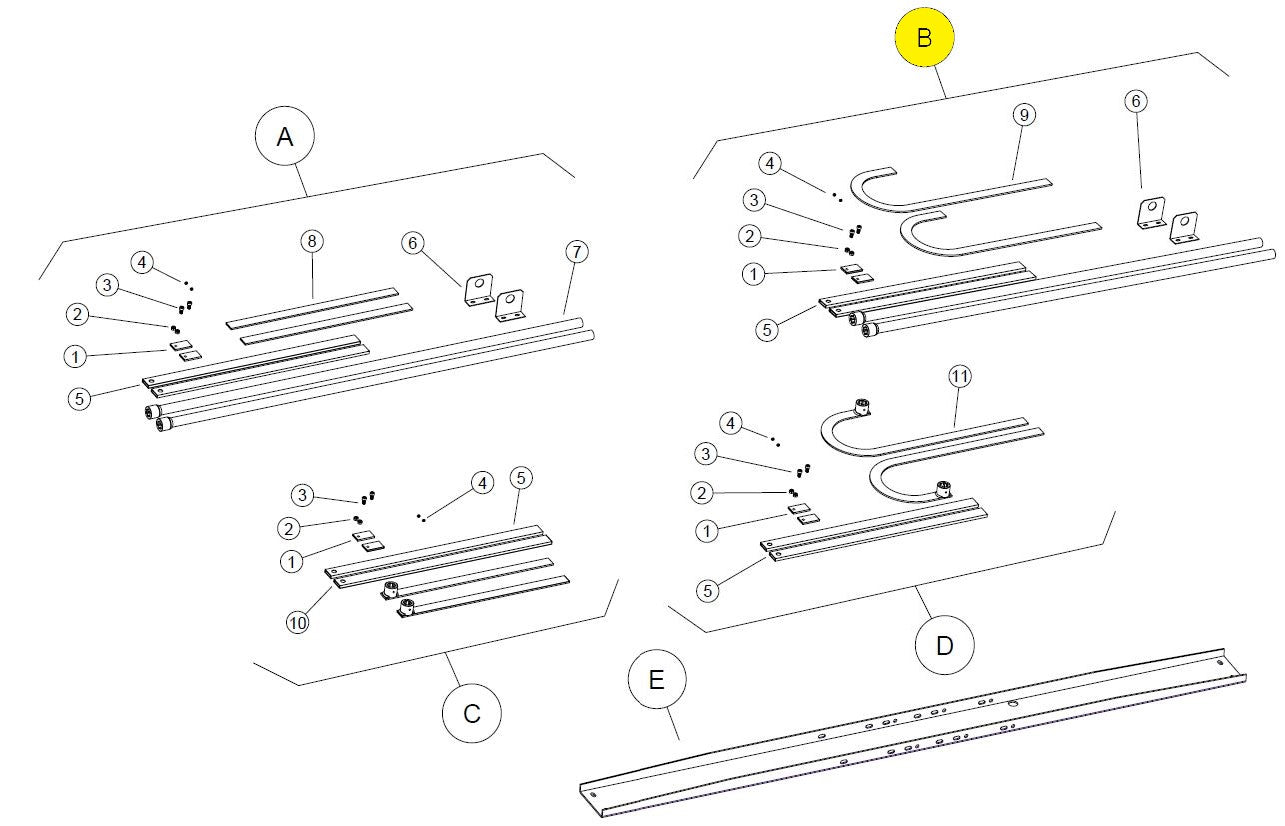 112529/1 KIT ACCESSORI 1 BRACCI CURVI BASIC BAZER RICAMBIO
