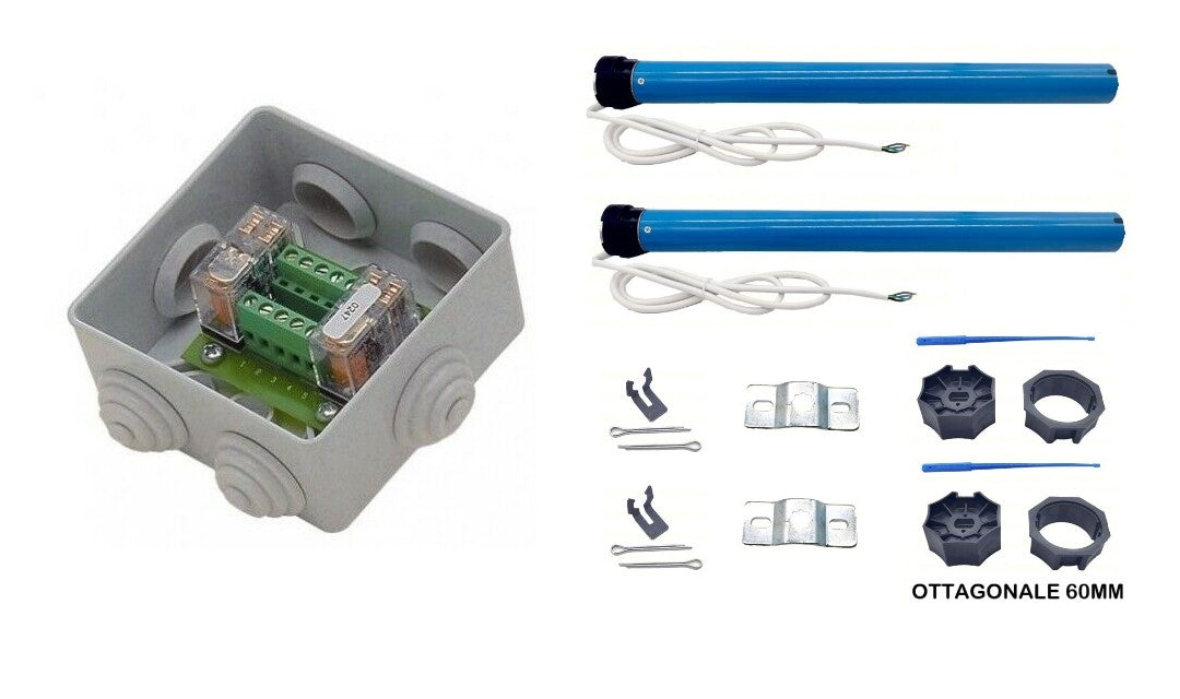 KIT COMPLETO CON 2 MOTORI TAPPARELLA TAPPARELLE 100 Kg 50NM AUTOMAZIONE TUBOLARE