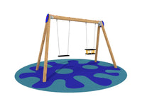 Altalena Giochipark Sherwood 1511 2 posti in legno h 225cm certificata EN 1176 - Piano/gabbia