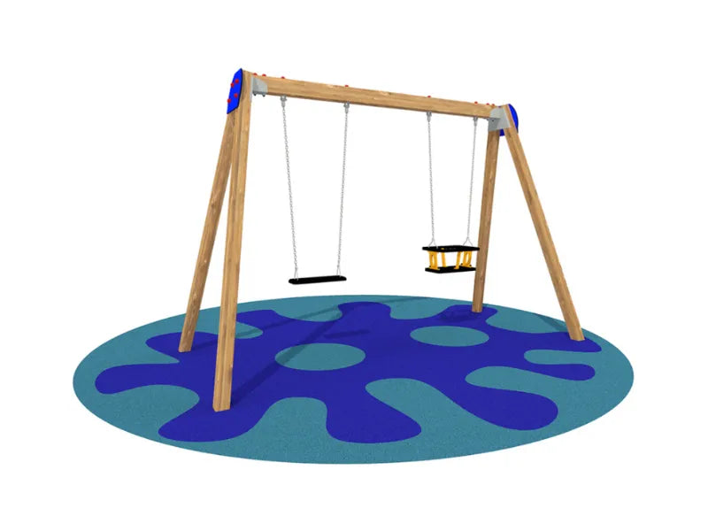 Altalena Giochipark Sherwood 1511 2 posti in legno h 225cm certificata EN 1176 - Piano/gabbia