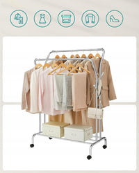 Appendiabiti VALORA su ruote, doppio, argento HSR107E01