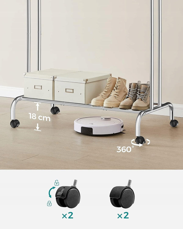 Appendiabiti VALORA su ruote, doppio, argento HSR107E01