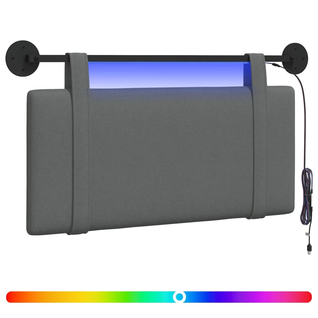Testiera | Testata sospesa Con luce LED Grigio Scuro Tessuto