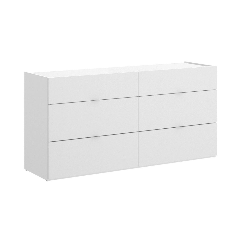 Cassettiera Avana, Settimanale per camera da letto, ComÃ² con 6 cassetti, 120x39h62 cm, Bianco
