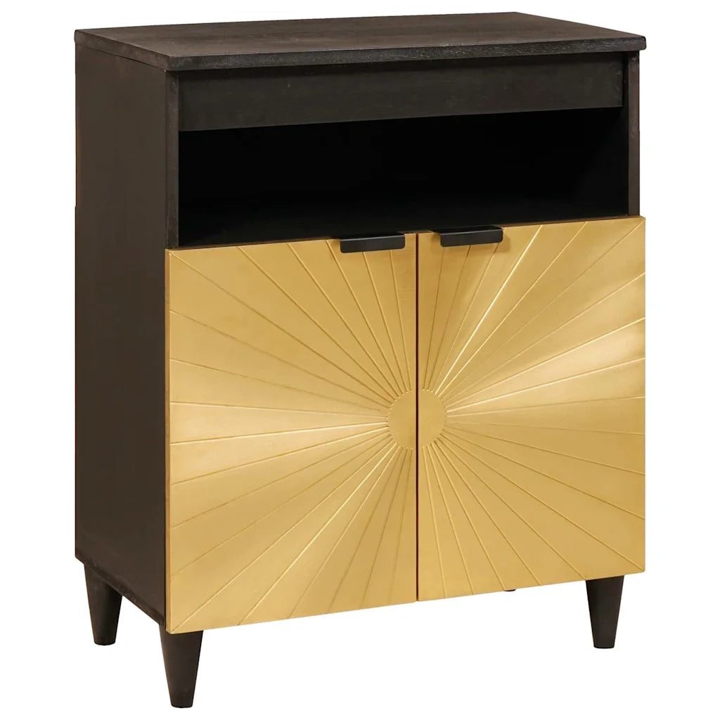 vidaXL Credenza Nero e Oro 60 x 33 x 75 cm legno massello di mango