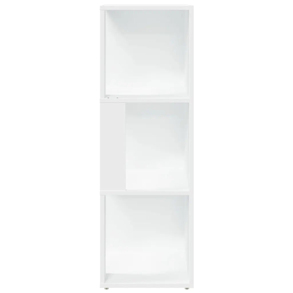 Elegante mobile angolare bianco 33 x 33 x 100 cm con 3 scomparti design raffinato per il soggiorno realizzato in legno composito bianco 02_0047969