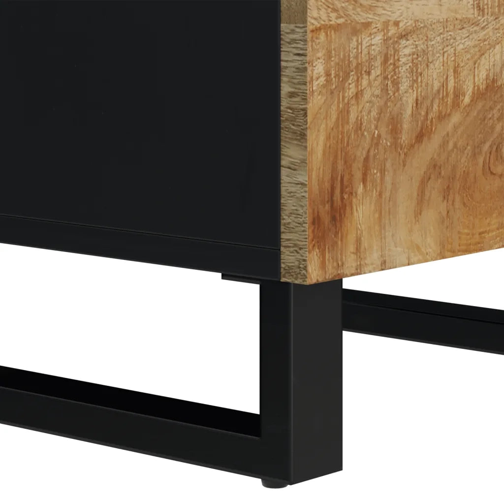Credenza con 3 Ante 40x33x110 cm Legno Massello Mango e Ferro 352929