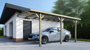 Tettoia posto auto coperto in legno 3x5.24 m - 15 m2 - copertura PVC   - CAR7-2PVCTR - ALTANKA