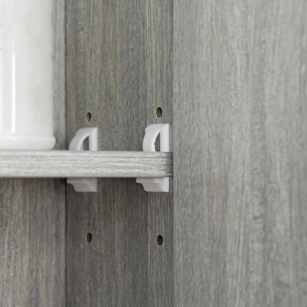 Armadietto a Specchio per Bagno con Ripiani Regolabili 3 Porte e Mensola 90x15x75 cm Grigio