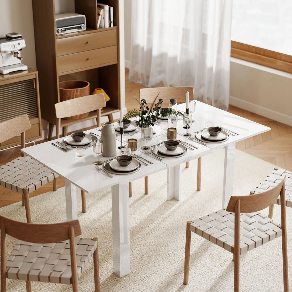 Tavolo da pranzo allungabile ¨C Zephmum ¨C MDF bianco 120-160x70 cm