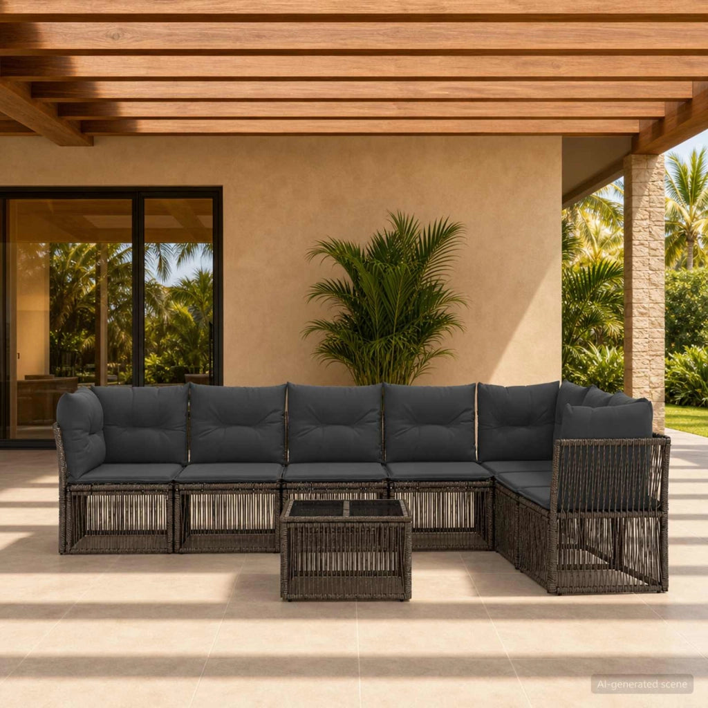 Set Divano da Giardino 8 pz Grigio polyrattan 3434237