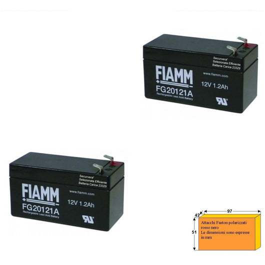 2 BATTERIE RICARICABILI FIAMM 12V 1,2AH Securvera SF-112DRFSCSD