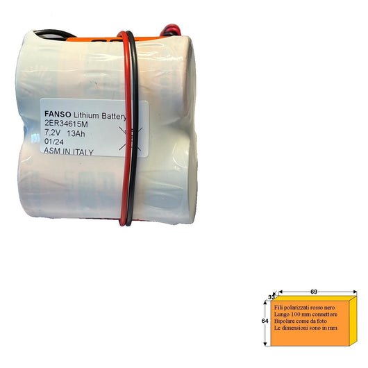 PILE IN BATTERIA LITIO 2 IN SERIE 7,2V 13AH PER SIRENA Securvera SF-CRTDPSQAPE