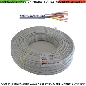 CAVO SCHERMATO ANTIFIAMMA 6 X 0,22 SOLO PER ANTIFURTO Securvera SM-CS6CSAFTSB