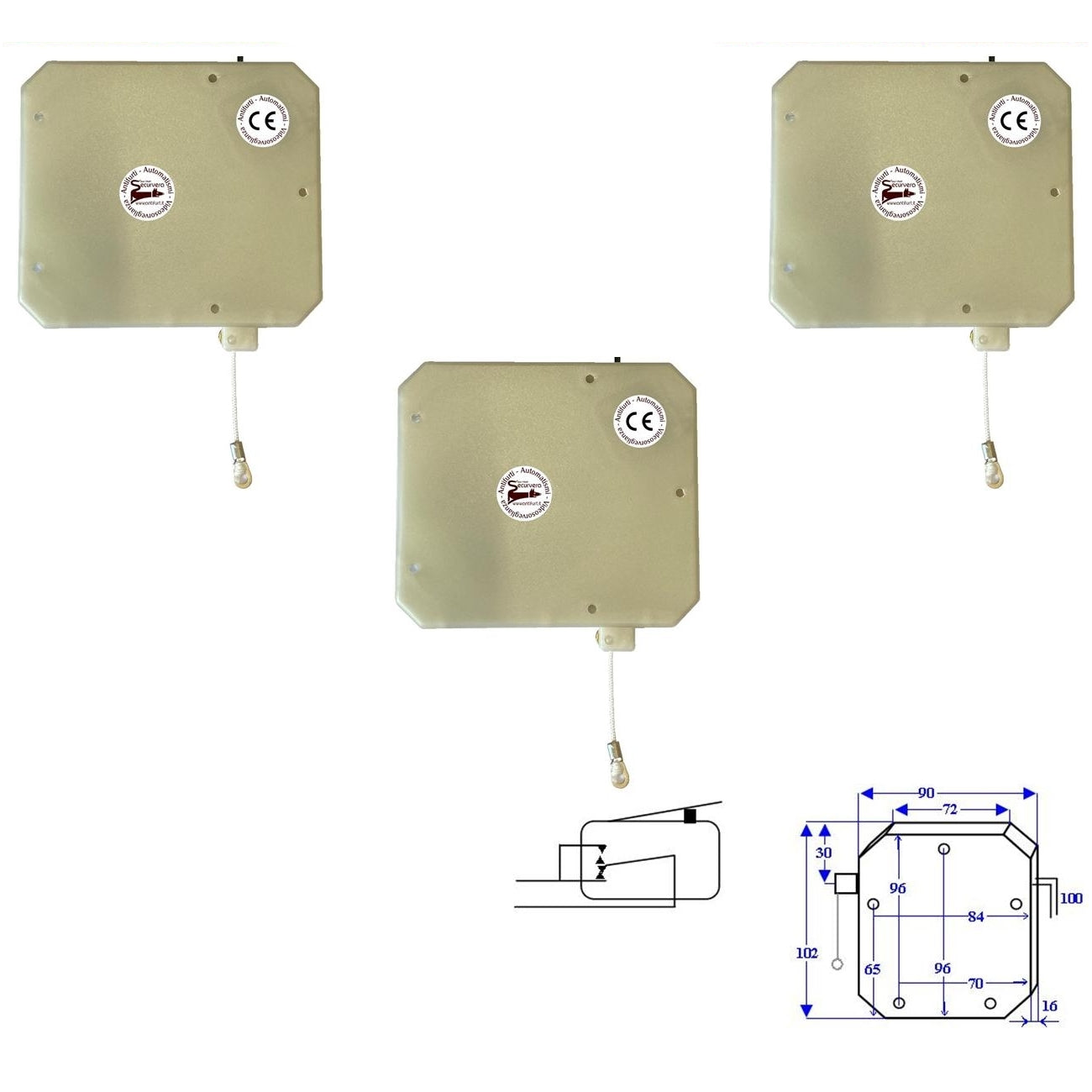 3 ROLLER O SINTAP CONTATTO A CORDINO SERRANDE TAPPARELLE Securvera SS-SALTCSCSTB