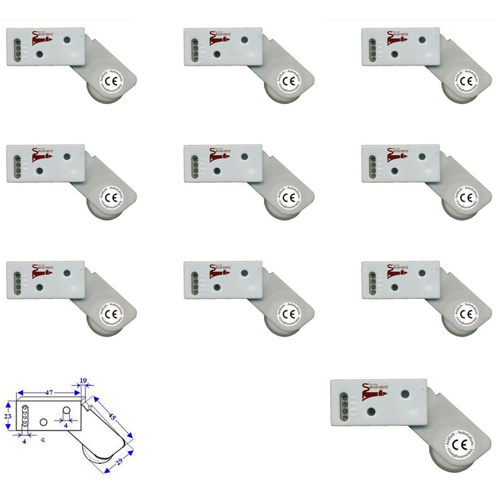 10 ROTELLI CONTATTI ALLARME A PASSAGGIO Securvera SE-RCBXRCVAPD