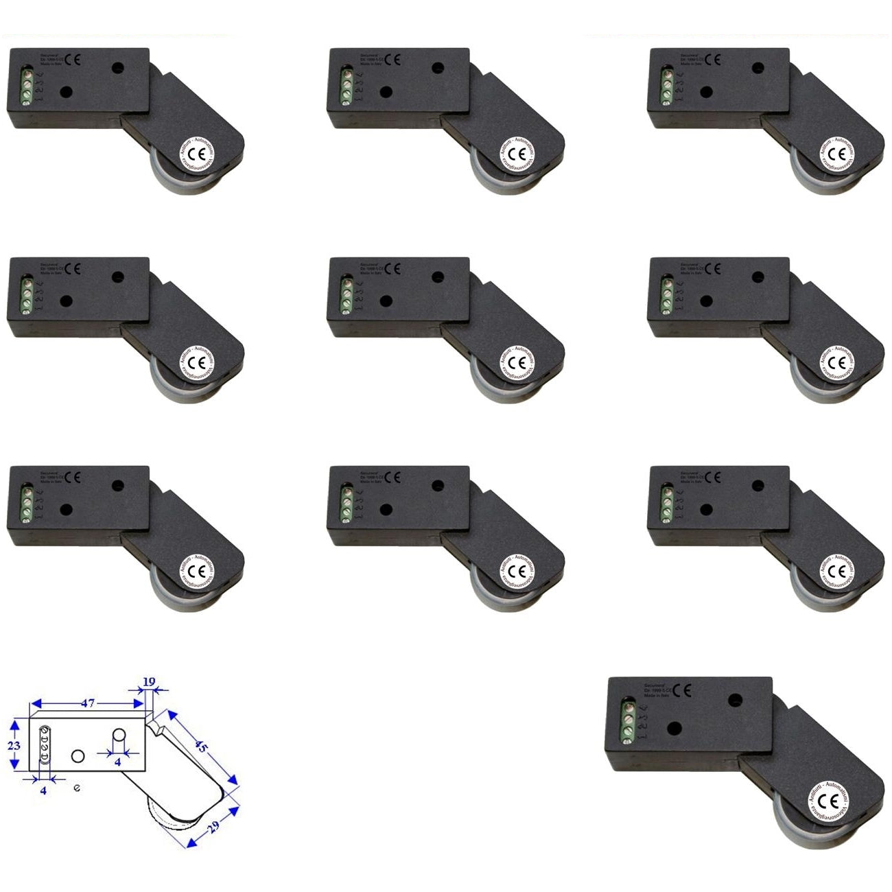 10 ROTELLI CONTATTI ALLARME A PASSAGGIO Securvera SE-RCMXRCVAPC
