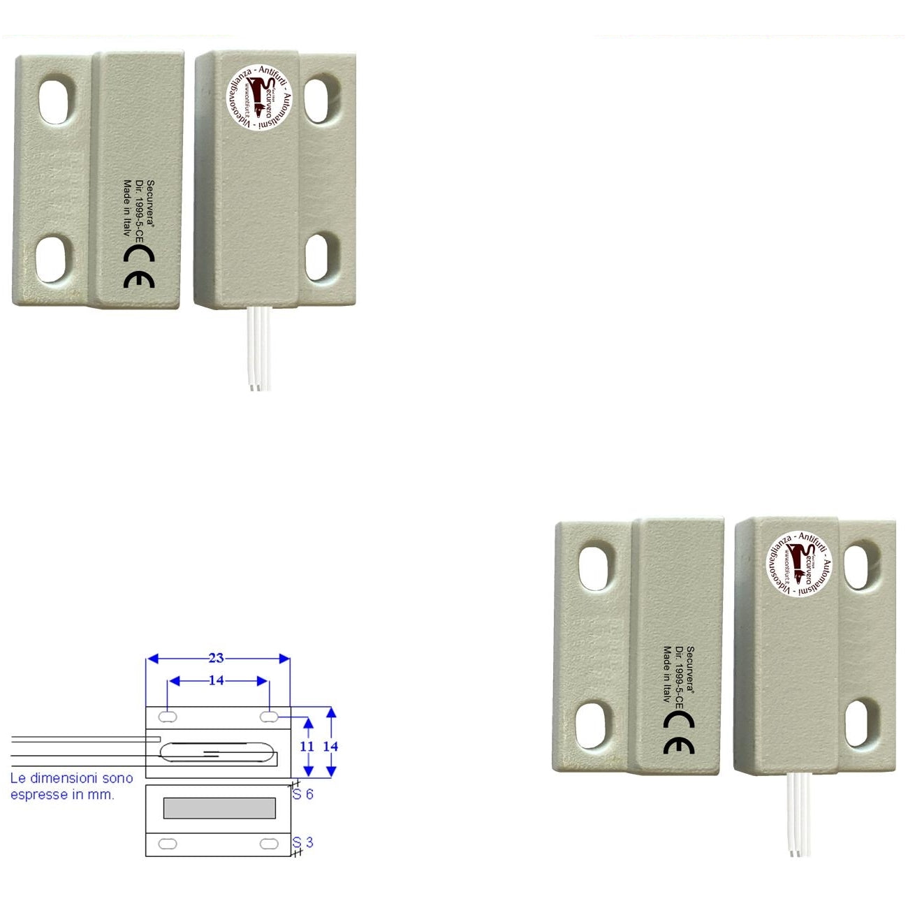 2 MICROCONTATTI MAGNETICI NC A MATTONCINO DA ESTERNO Securvera ST-100DMCFEPA