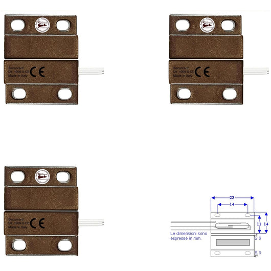 3 MICROCONTATTI MAGNETICI NC A MATTONCINO DA ESTERNO Securvera ST-10MTMCFEPD