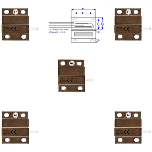 5 MICROCONTATTI MAGNETICI NC A MATTONCINO DA ESTERNO Securvera ST-10MCMCFEPA