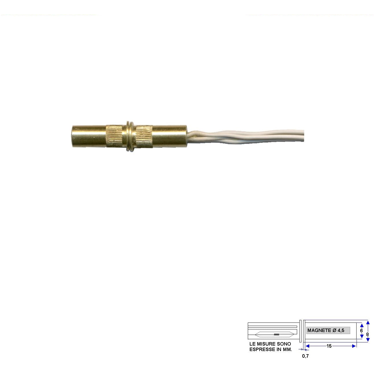 MICROCONTATTO MAGNETICO CILINDRICO OTTONE A CHIODO Securvera ST-105UCMOCOE