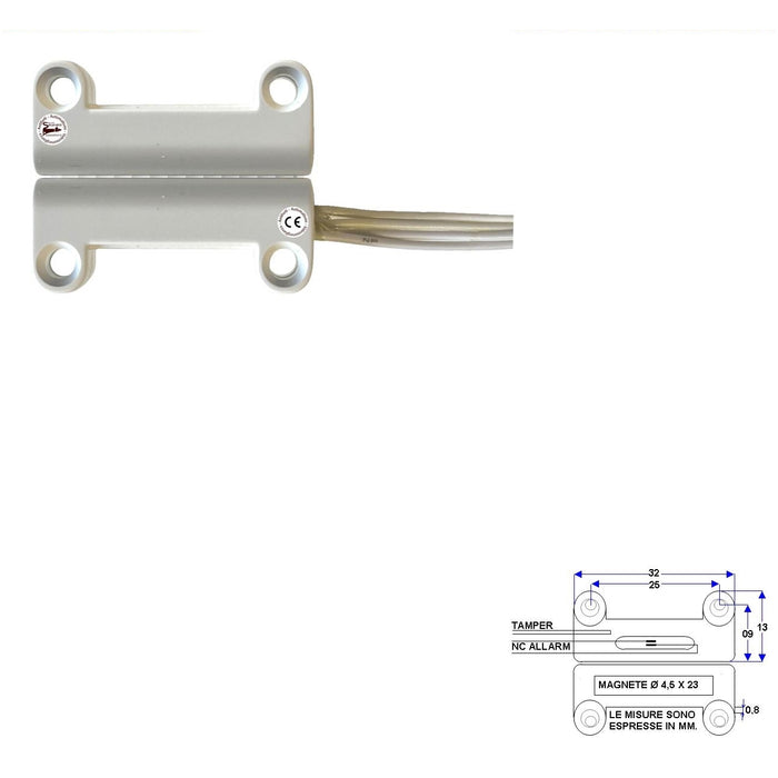 CONTATTO MAGNETICO A MATTONCINO DA ESTERNO CONTATTO NC Securvera ST-400CMMBFTE
