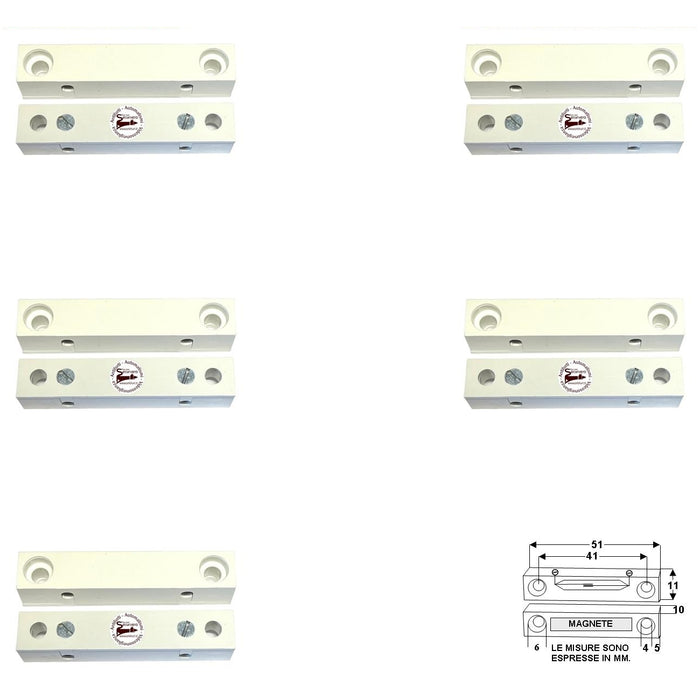 5 CONTATTI MAGNETICI DA ESTERNO PER INFISSI NON FERROSI Securvera ST-41BCMEP5SE