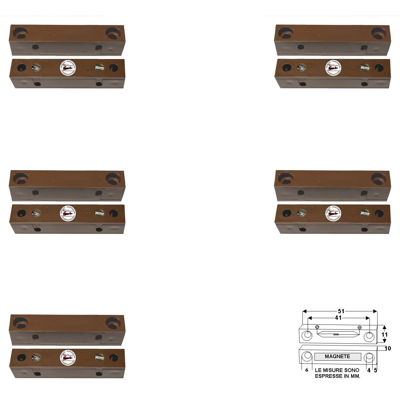 5 CONTATTI MAGNETICI DA ESTERNO PER INFISSI NON FERROSI Securvera ST-41MCMEP5SB