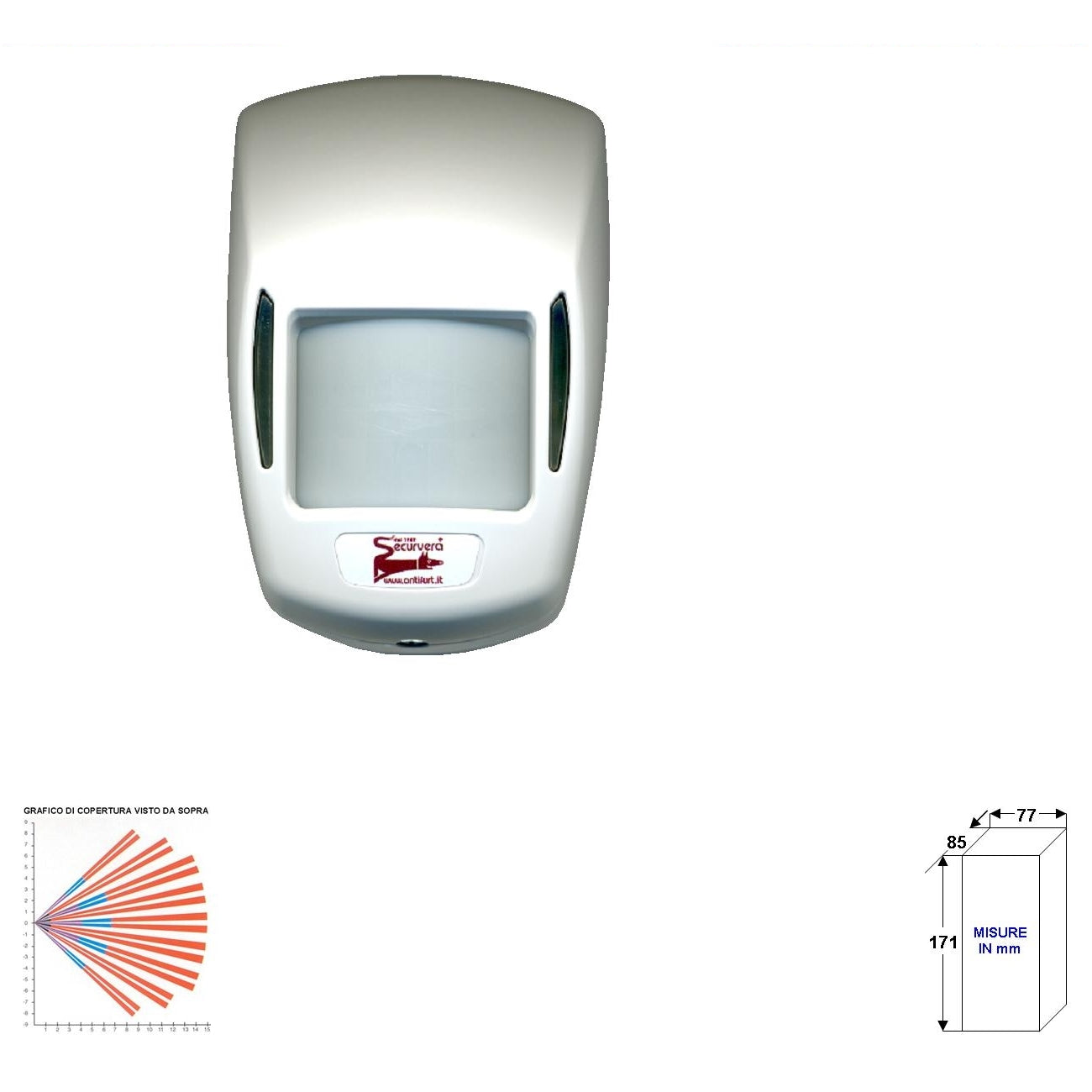 RILEVATORE MOVIMENTO INFRAROSSO GRANDANGOLO DA INTERNO Securvera SV-SIMRMIGILE