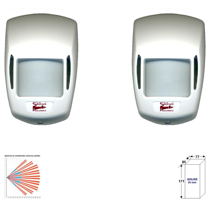 2 RILEVATORI MOVIMENTO INFRAROSSO GRANDANGOLO DA INTERNO Securvera SV-SIMRMIG2IC