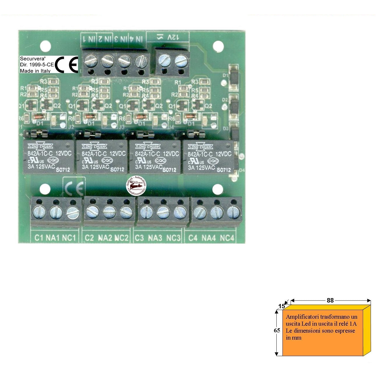 4 AMPLIFICATORI DI TENSIONE +/- DA 1,5 V Securvera SS-OCAQRTATRE