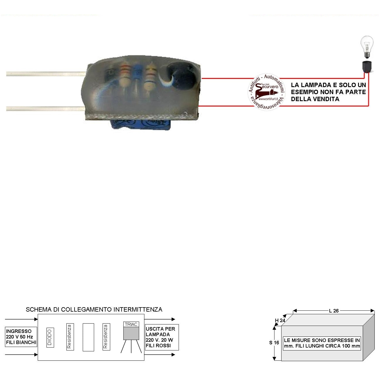 INTERMITTENZA PER LAMPEGGIANTE AD INCANDESCENZA Securvera SV-ELAIXFLFVE