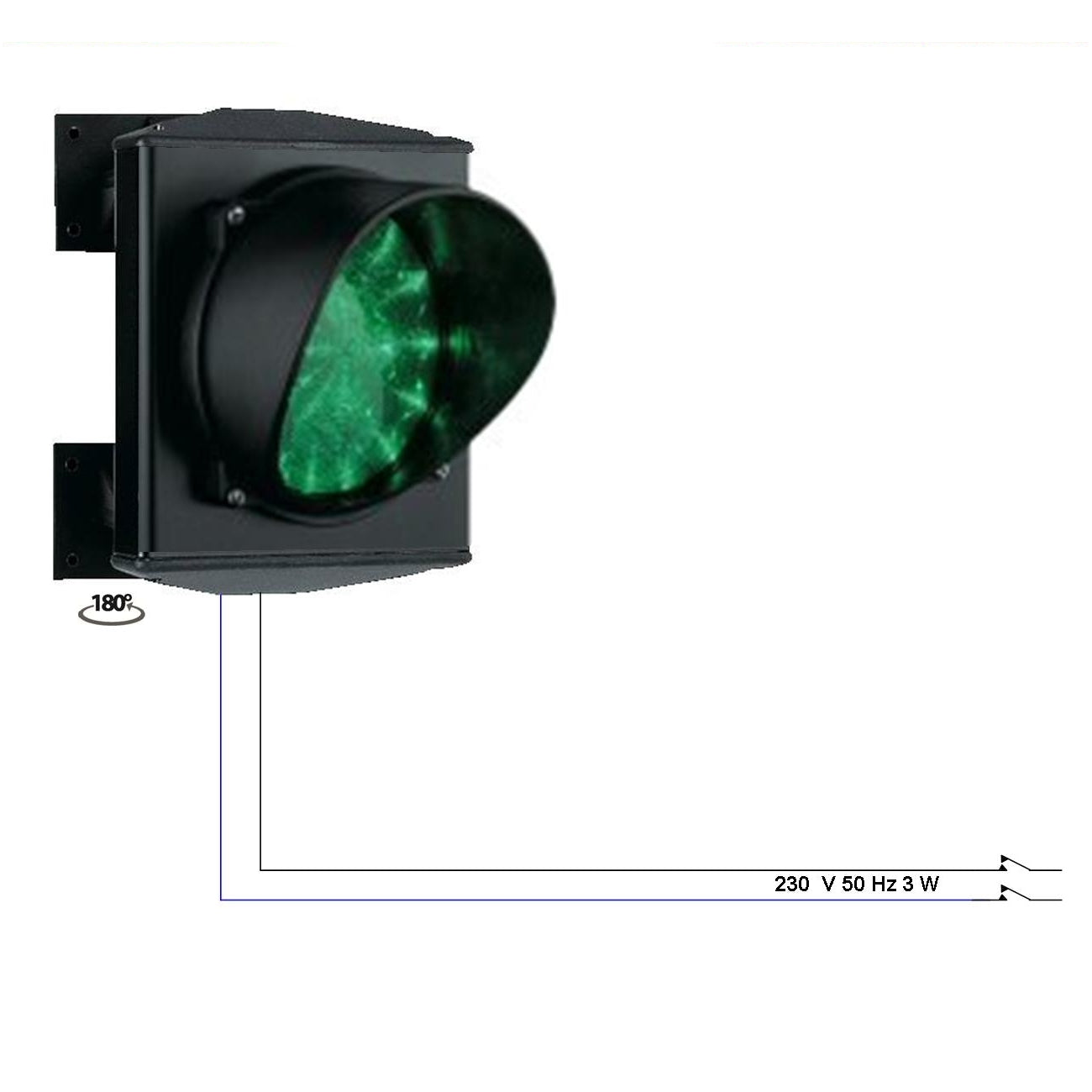 SEMAFORO VETRO Ø 124 mm LUCE VERDE 24 LED 230V IP65 Securvera SS-SUVE271LGE