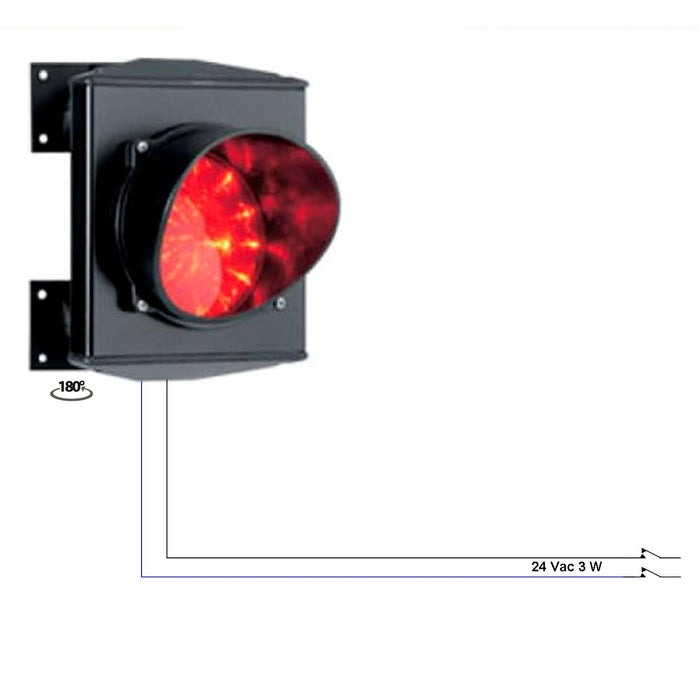 SEMAFORO VETRO Ø 124mm LUCE ROSSA 24 LED 24Vac IP65 Securvera SS-SLRS1LRIRC