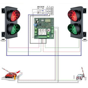 KIT IMPIANTO SEMAFORICO 2 LUCI LED ROSSO VERDE 230V 3W Securvera SK-SDLIS2L2SC
