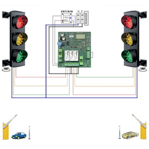 IMPIANTO SEMAFORICO 3 LUCI LED ROSSO GIALLO VERDE AUTO Securvera SK-SL3IS2S3LE