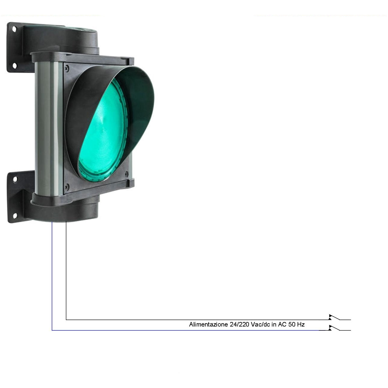 SEMAFORO LUCE VERDE 24 LED Ø VETRO 141 mm 24/220V IP66 Securvera SV-LVSLAUELRE